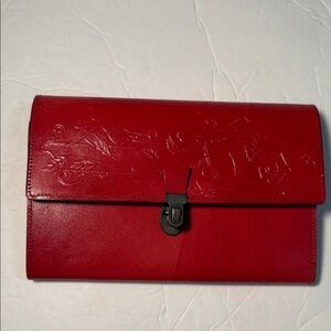 Jean Paul Gaultier Red Embossed Leather Clutch